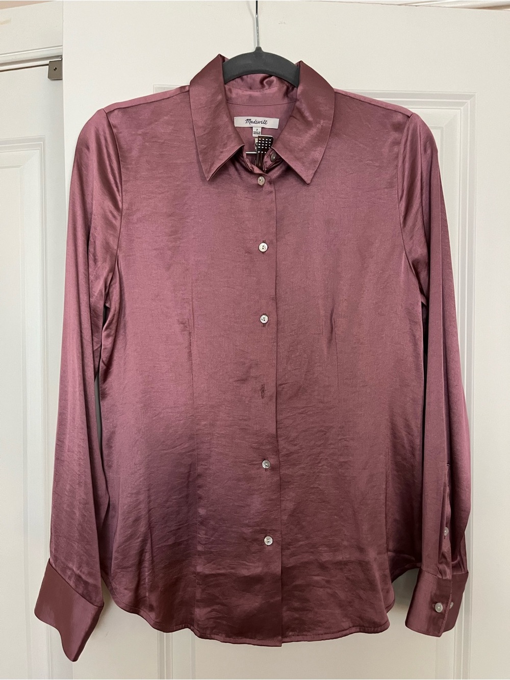 Madewell Silk Button-Up Blouse in Mauve